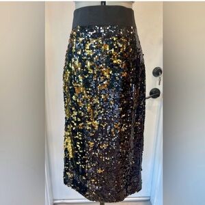 Milly Sparkle Black and Gold Sequin Skirt